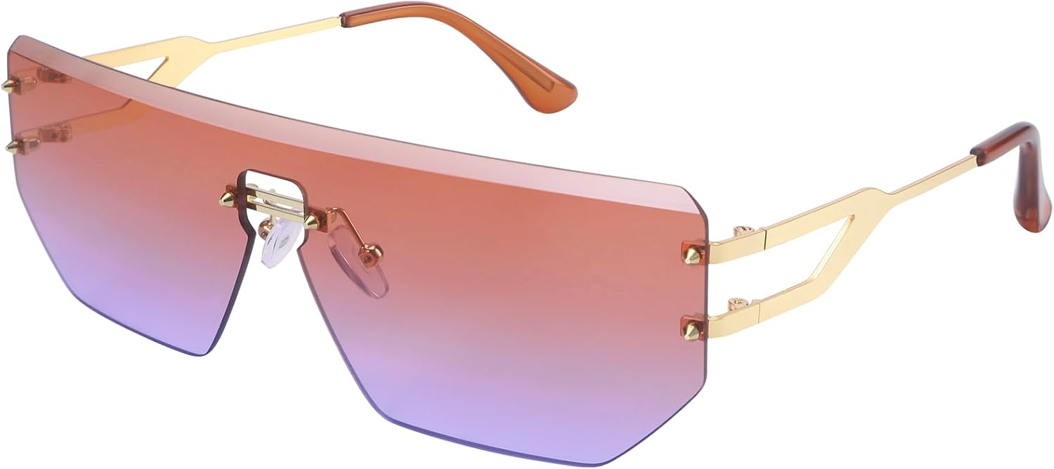 Dollger Rimless Y2k Sunglasses for Women,Rectangle Y2k Glasses Candy Color,Sunglasses Trendy Square for Frameless Eyewear