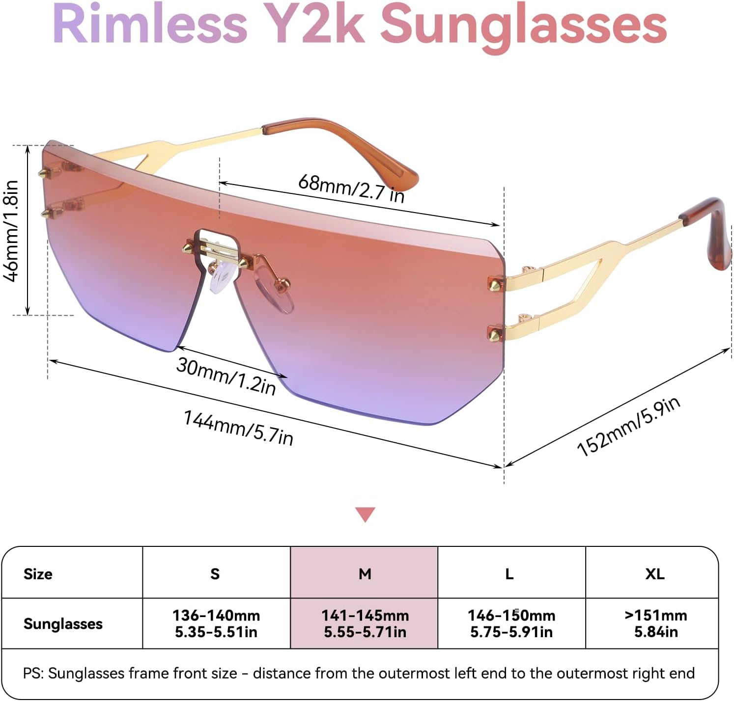Dollger Rimless Y2k Sunglasses for Women,Rectangle Y2k Glasses Candy Color,Sunglasses Trendy Square for Frameless Eyewear - Image 7