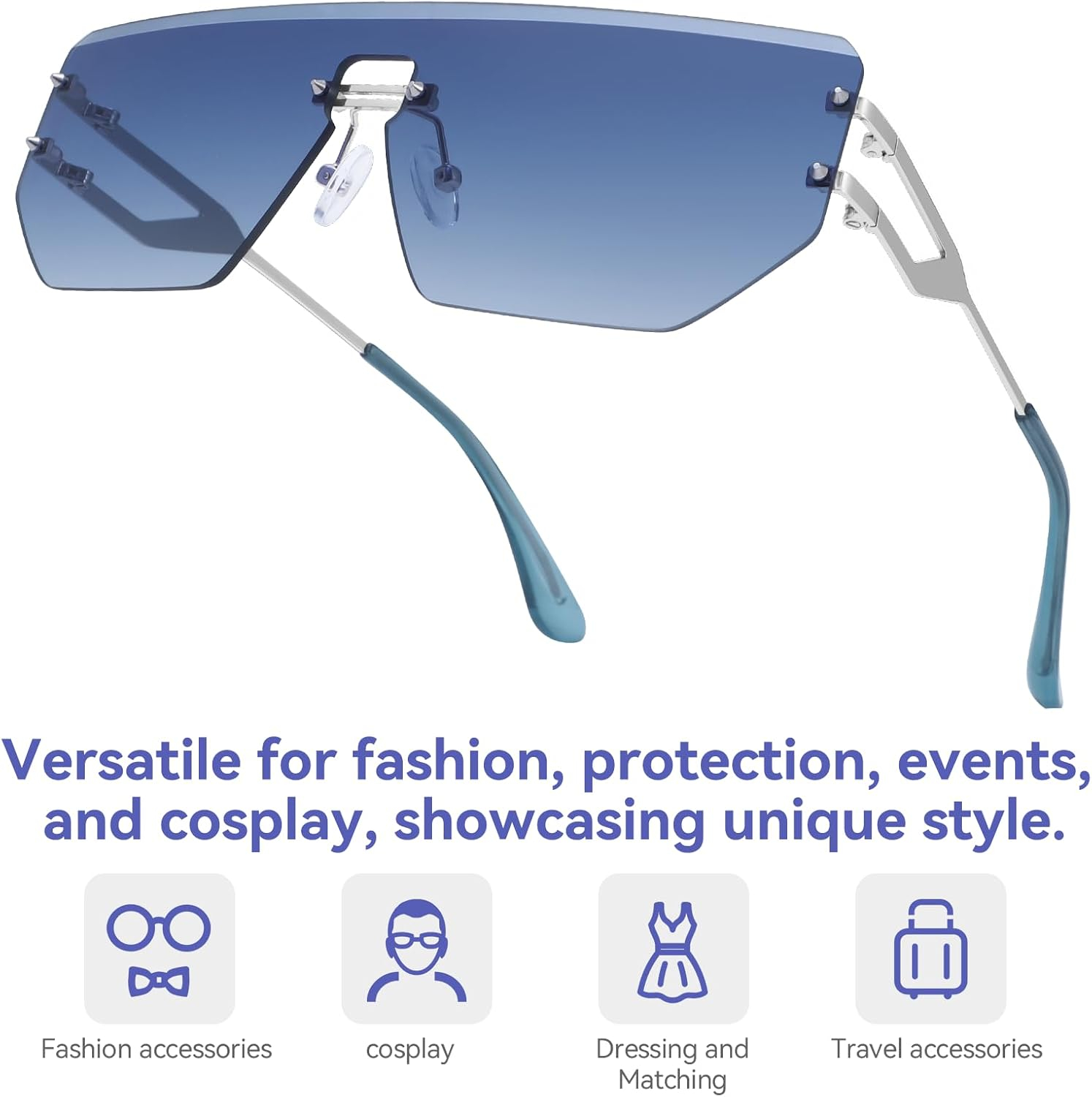 Dollger Rimless Y2k Sunglasses for Women,Rectangle Y2k Glasses Candy Color,Sunglasses Trendy Square for Frameless Eyewear - Image 9