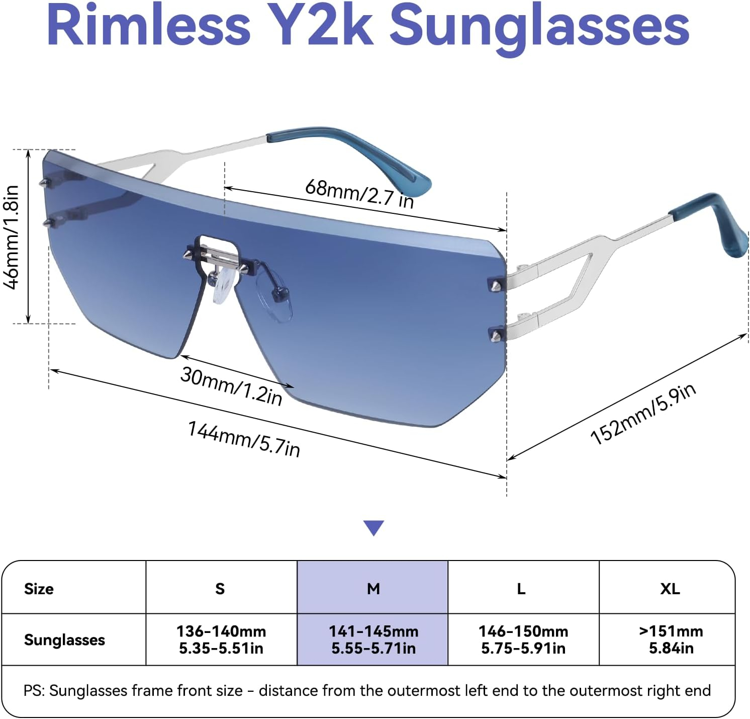 Dollger Rimless Y2k Sunglasses for Women,Rectangle Y2k Glasses Candy Color,Sunglasses Trendy Square for Frameless Eyewear - Image 10