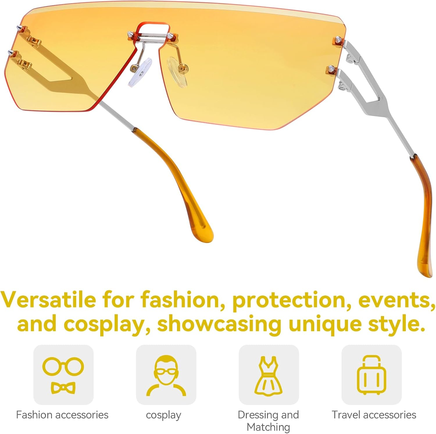 Dollger Rimless Y2k Sunglasses for Women,Rectangle Y2k Glasses Candy Color,Sunglasses Trendy Square for Frameless Eyewear - Image 11