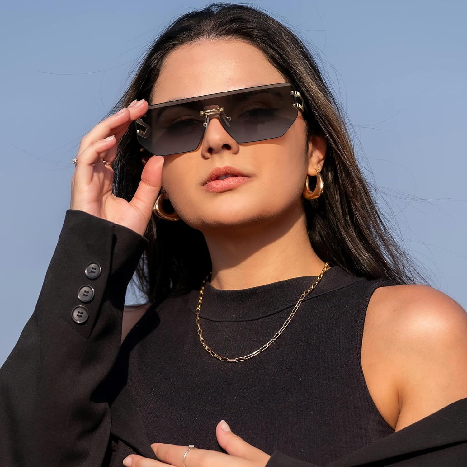 Dollger Rimless Y2k Sunglasses for Women,Rectangle Y2k Glasses Candy Color,Sunglasses Trendy Square for Frameless Eyewear - Image 4