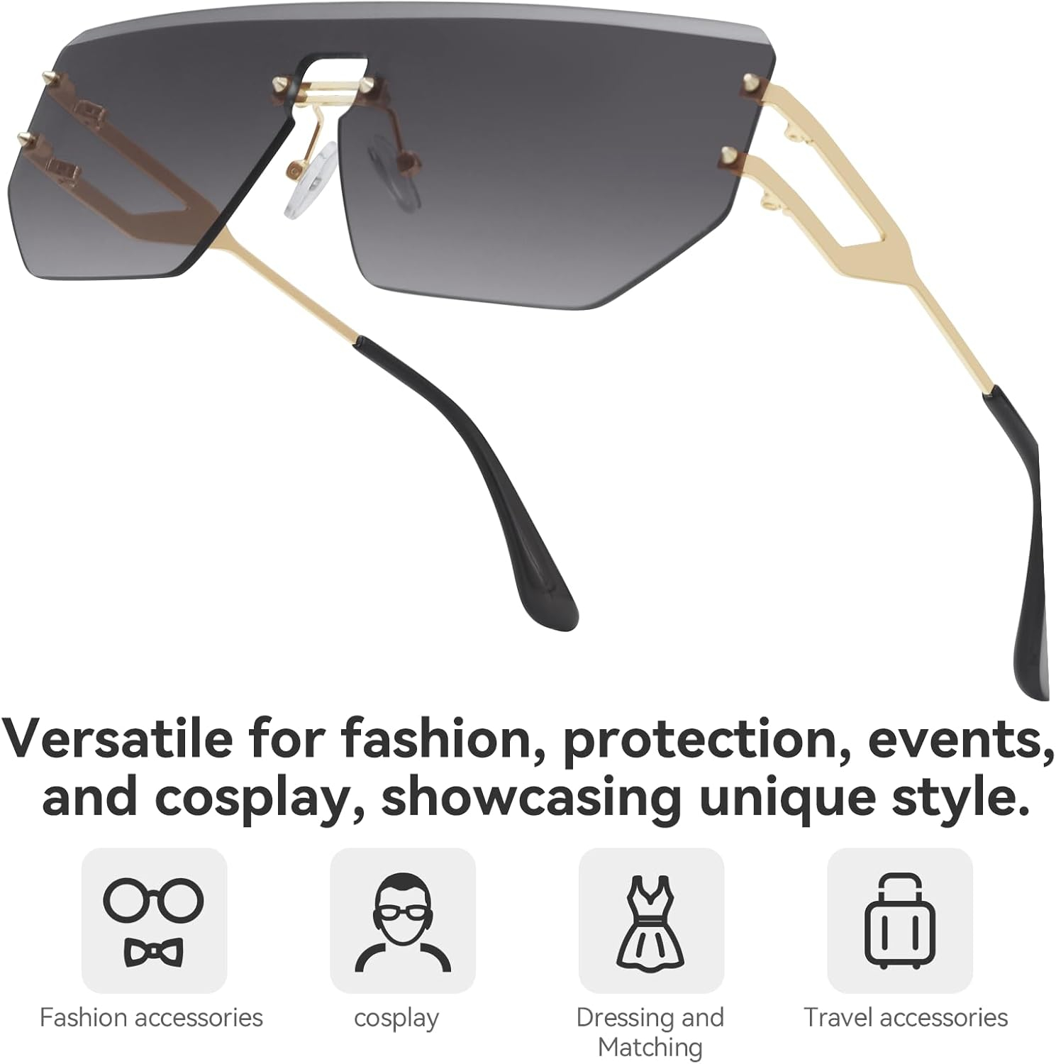 Dollger Rimless Y2k Sunglasses for Women,Rectangle Y2k Glasses Candy Color,Sunglasses Trendy Square for Frameless Eyewear - Image 13