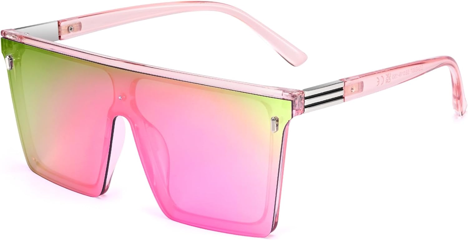 Dollger Square Oversized Sunglasses for Women Men Trendy Flat Top Big Black Shades UV400 Sunnies