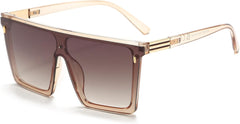 Dollger Square Oversized Sunglasses for Women Men Trendy Flat Top Big Black Shades UV400 Sunnies
