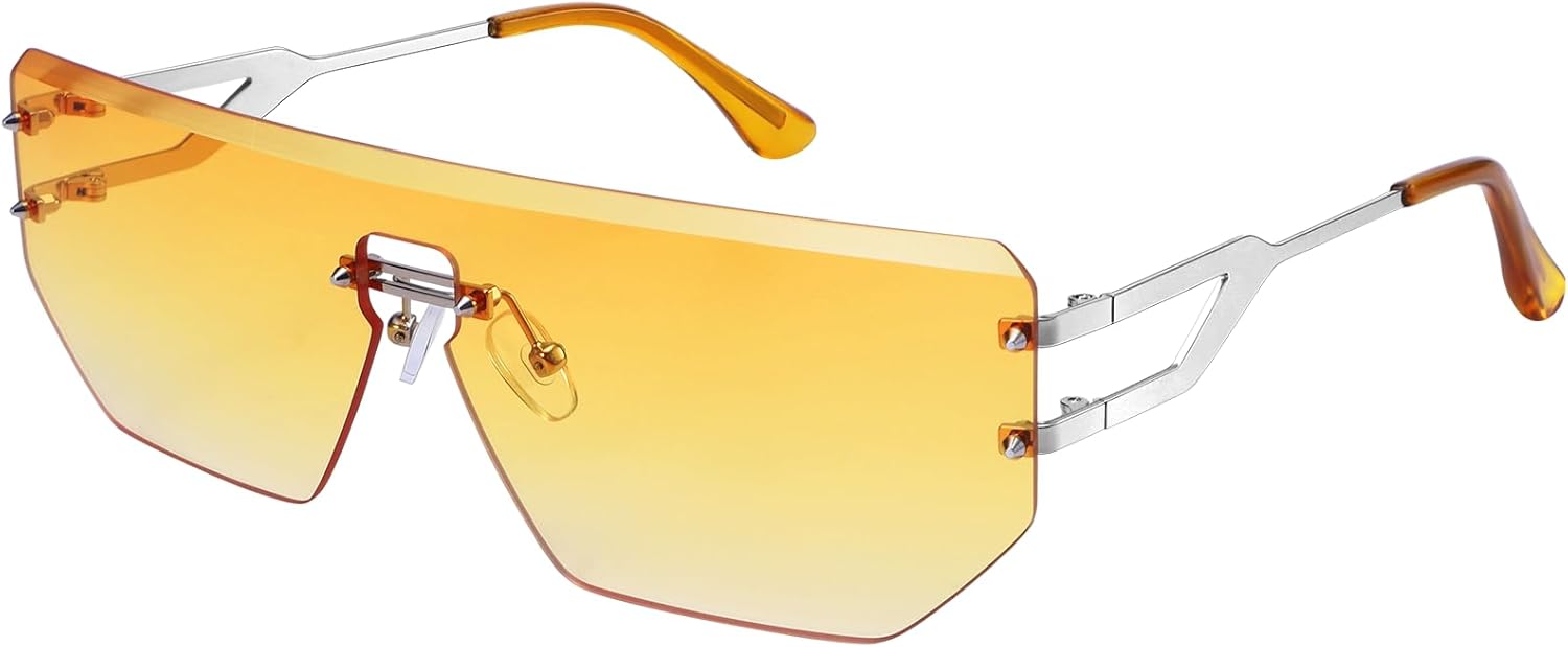 Dollger Rimless Y2k Sunglasses for Women,Rectangle Y2k Glasses Candy Color,Sunglasses Trendy Square for Frameless Eyewear
