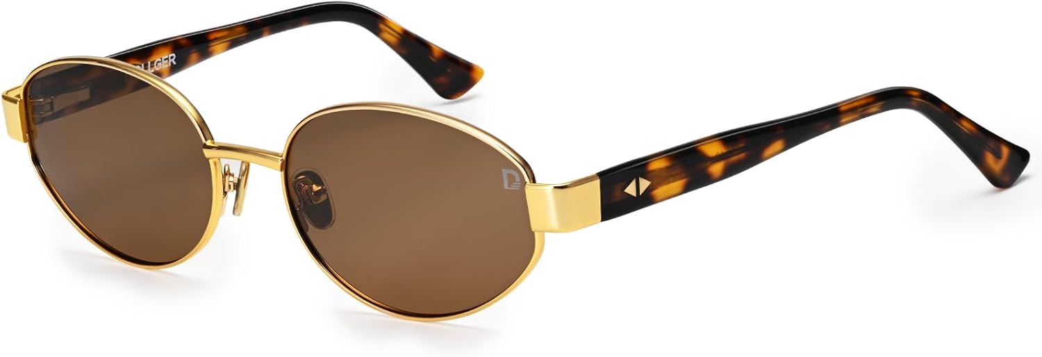 Dollger Polarized Oval Sunglasses for Women Trendy Small Gold Frame Retro Sunglasses Designer Shades UV400 Protection