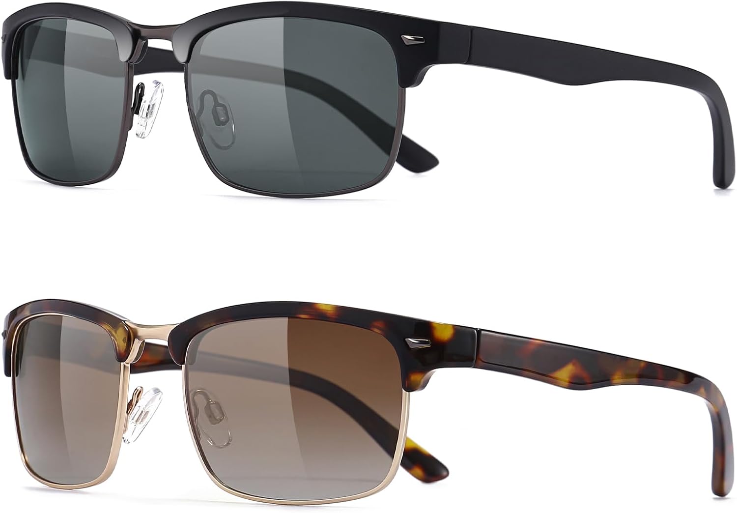 Dollger Polarized Sunglasses Men Half Frame Square Semi-Rimless Driving Sun Glasses Shades for Men UV400 Protection