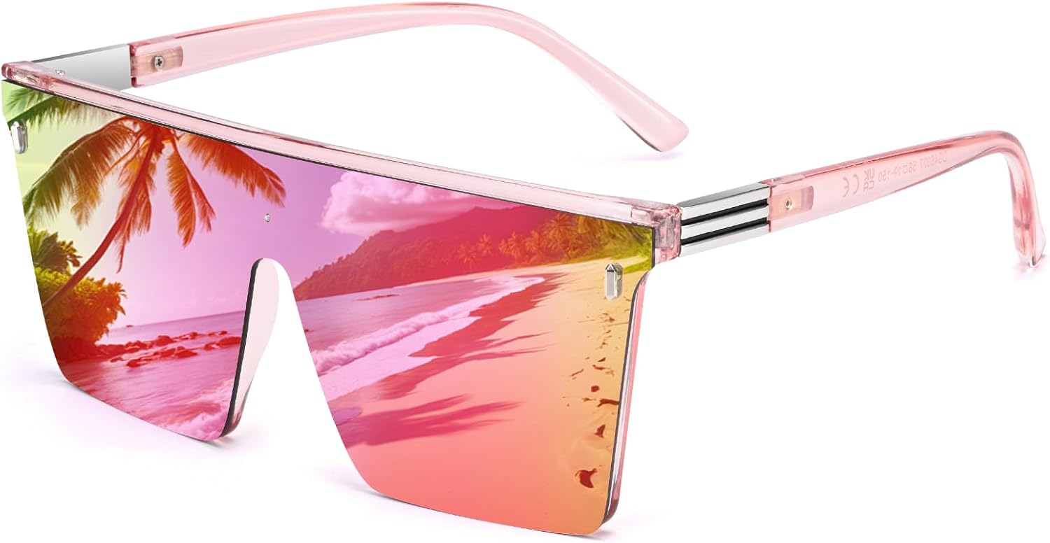 Dollger Square Oversized Sunglasses for Women Men Trendy Flat Top Big Black Shades UV400 Sunnies