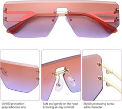Dollger Rimless Y2k Sunglasses for Women,Rectangle Y2k Glasses Candy Color,Sunglasses Trendy Square for Frameless Eyewear