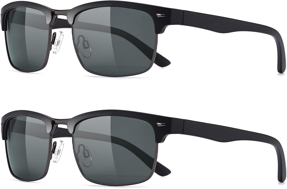 Dollger Polarized Sunglasses Men Half Frame Square Semi-Rimless Driving Sun Glasses Shades for Men UV400 Protection