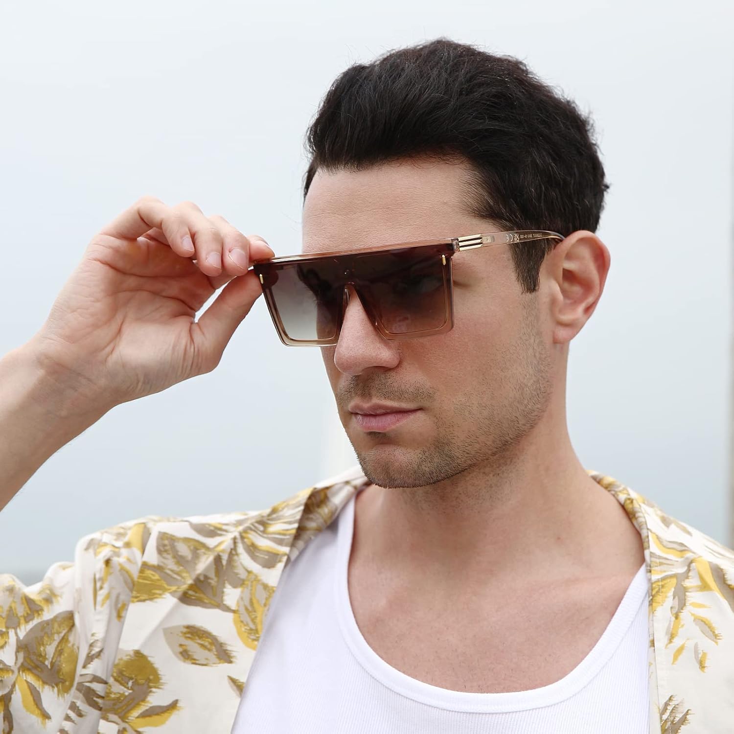 Dollger Square Oversized Sunglasses for Women Men Trendy Flat Top Big Black Shades UV400 Sunnies