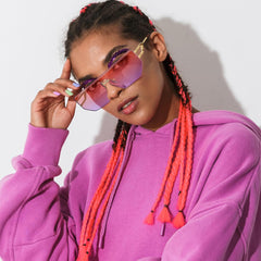 Dollger Rimless Y2k Sunglasses for Women,Rectangle Y2k Glasses Candy Color,Sunglasses Trendy Square for Frameless Eyewear