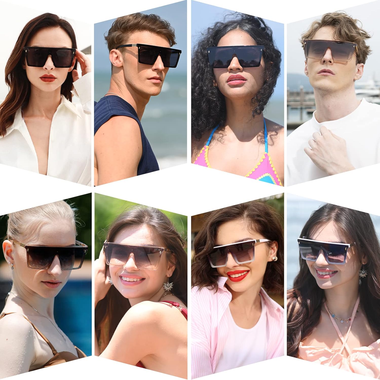 Dollger Square Oversized Sunglasses for Women Men Trendy Flat Top Big Black Shades UV400 Sunnies