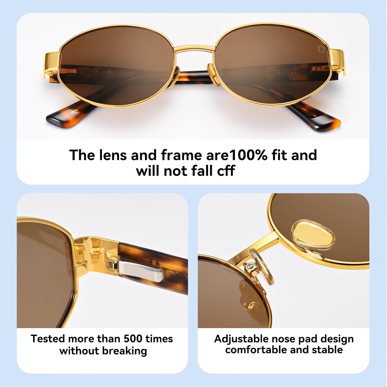 Dollger Polarized Oval Sunglasses for Women Trendy Small Gold Frame Retro Sunglasses Designer Shades UV400 Protection