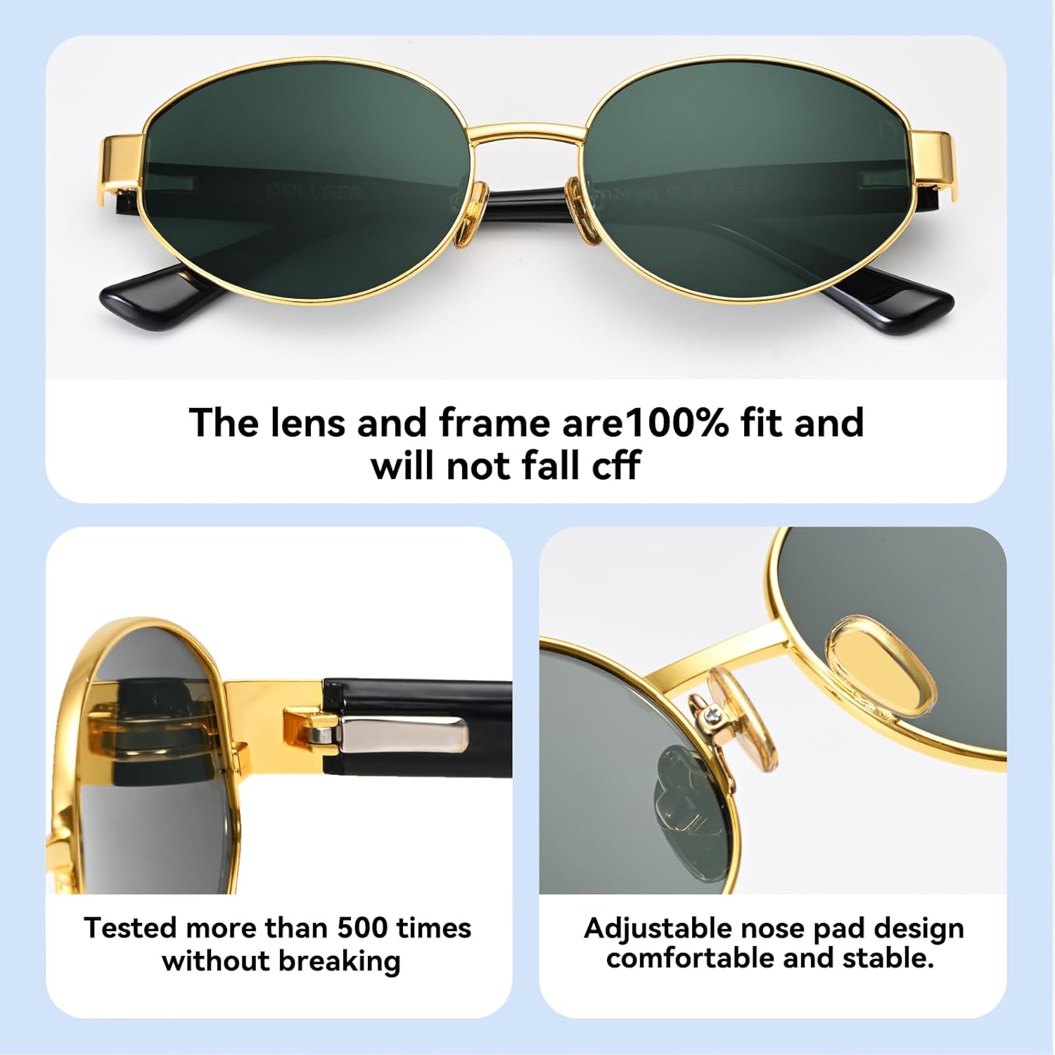 Dollger Polarized Oval Sunglasses for Women Trendy Small Gold Frame Retro Sunglasses Designer Shades UV400 Protection