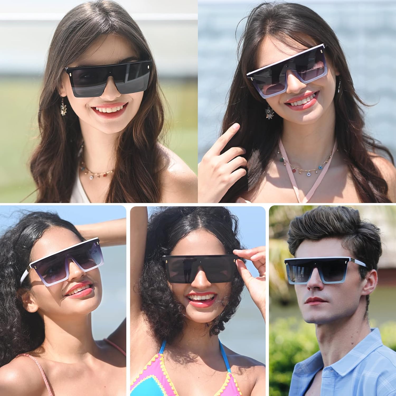 Dollger Square Oversized Sunglasses for Women Men Trendy Flat Top Big Black Shades UV400 Sunnies