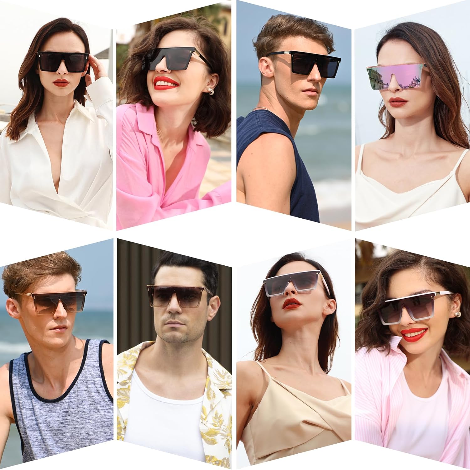 Dollger Square Oversized Sunglasses for Women Men Trendy Flat Top Big Black Shades UV400 Sunnies
