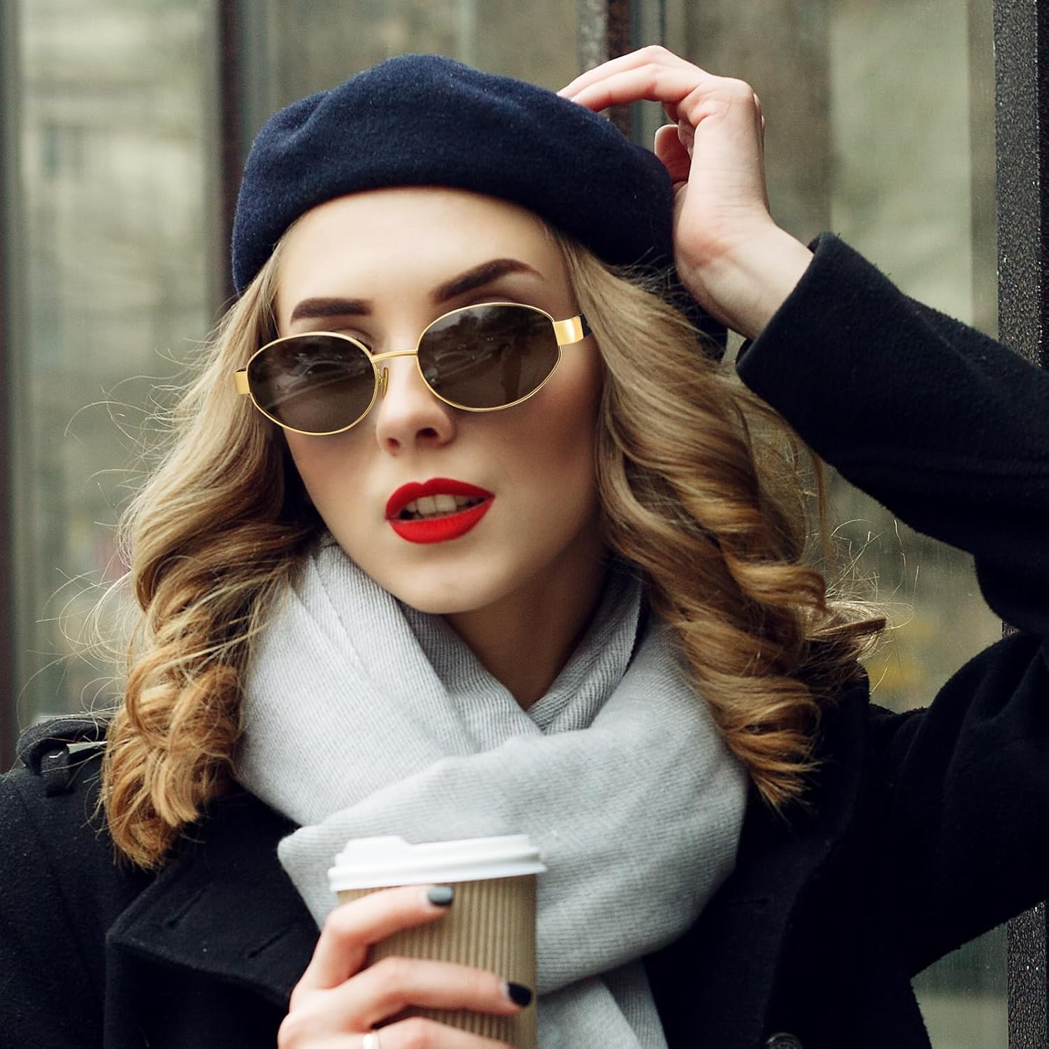 Dollger Polarized Oval Sunglasses for Women Trendy Small Gold Frame Retro Sunglasses Designer Shades UV400 Protection