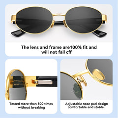 Dollger Polarized Oval Sunglasses for Women Trendy Small Gold Frame Retro Sunglasses Designer Shades UV400 Protection