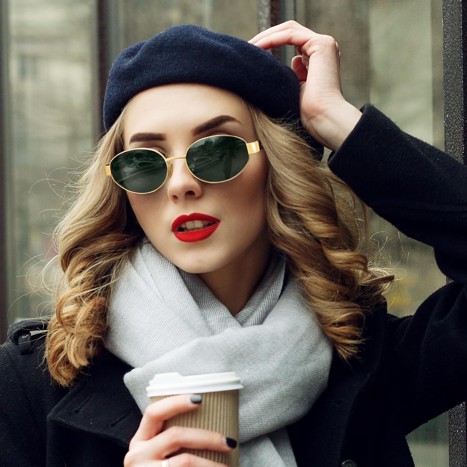 Dollger Polarized Oval Sunglasses for Women Trendy Small Gold Frame Retro Sunglasses Designer Shades UV400 Protection