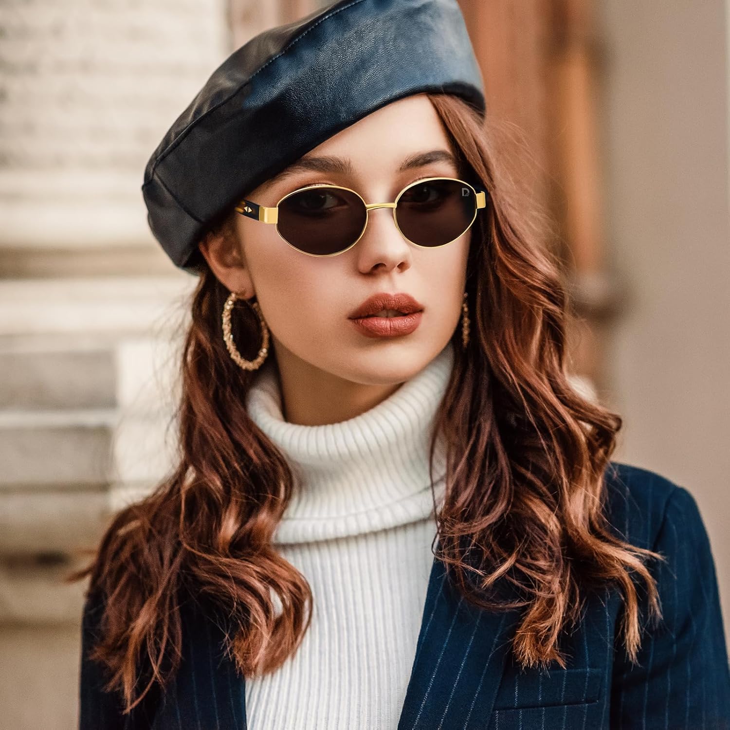Dollger Polarized Oval Sunglasses for Women Trendy Small Gold Frame Retro Sunglasses Designer Shades UV400 Protection