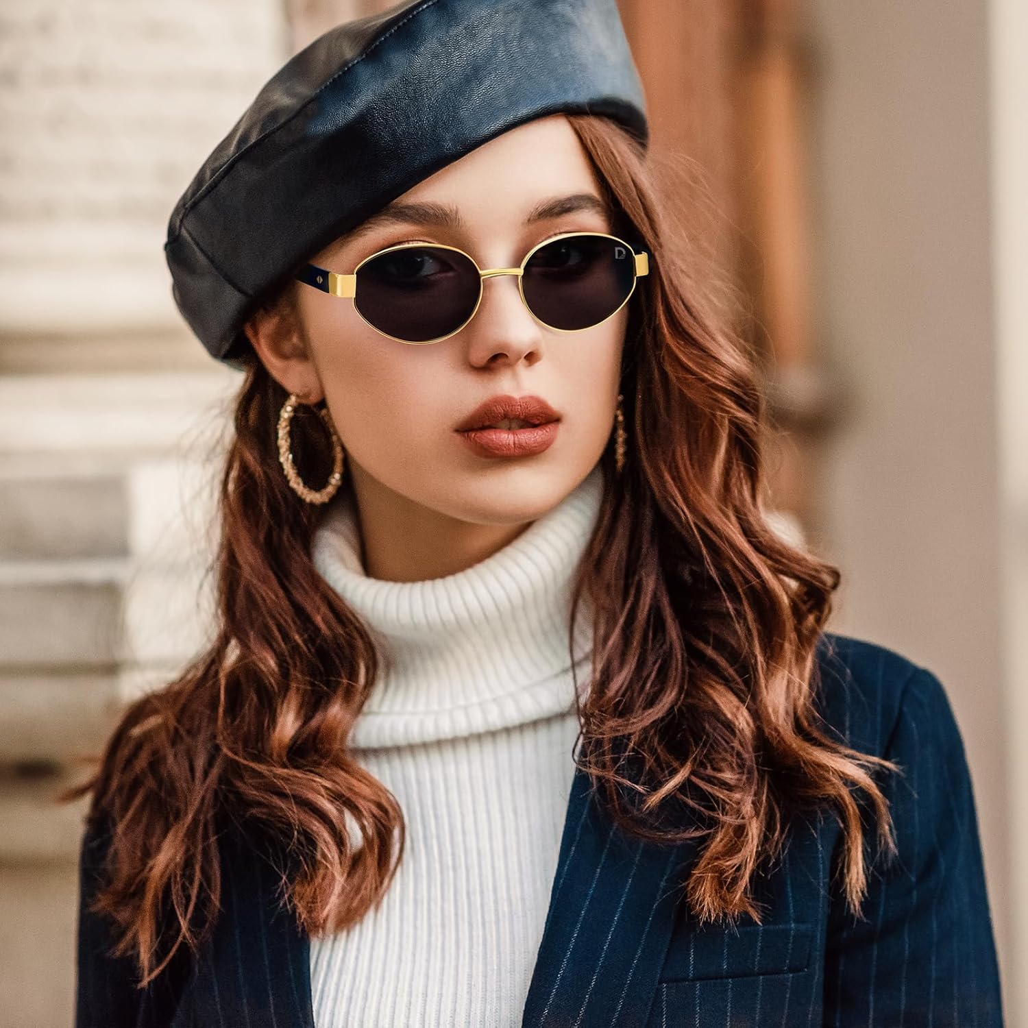 Dollger Polarized Oval Sunglasses for Women Trendy Small Gold Frame Retro Sunglasses Designer Shades UV400 Protection