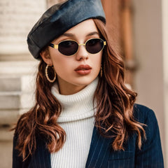 Dollger Polarized Oval Sunglasses for Women Trendy Small Gold Frame Retro Sunglasses Designer Shades UV400 Protection