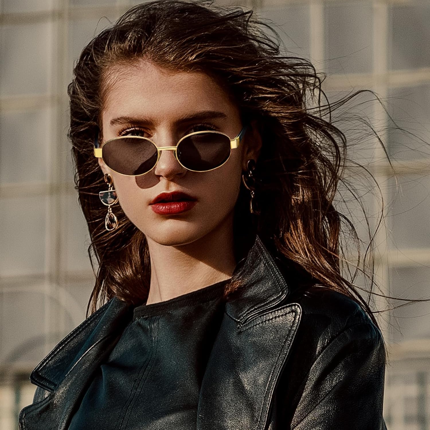 Dollger Polarized Oval Sunglasses for Women Trendy Small Gold Frame Retro Sunglasses Designer Shades UV400 Protection