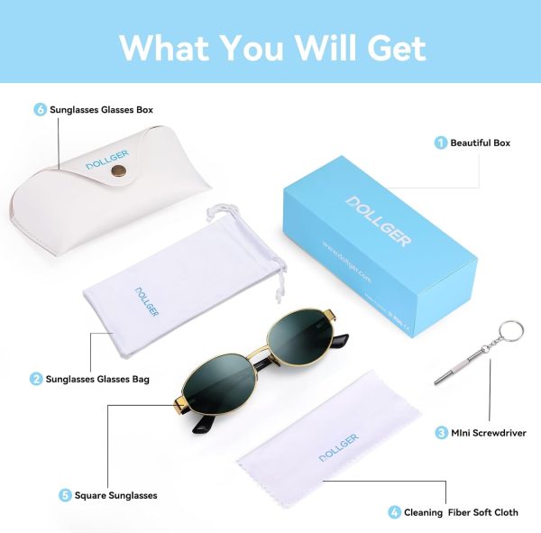 Dollger Polarized Oval Sunglasses for Women Trendy Small Gold Frame Retro Sunglasses Designer Shades UV400 Protection - Image 12