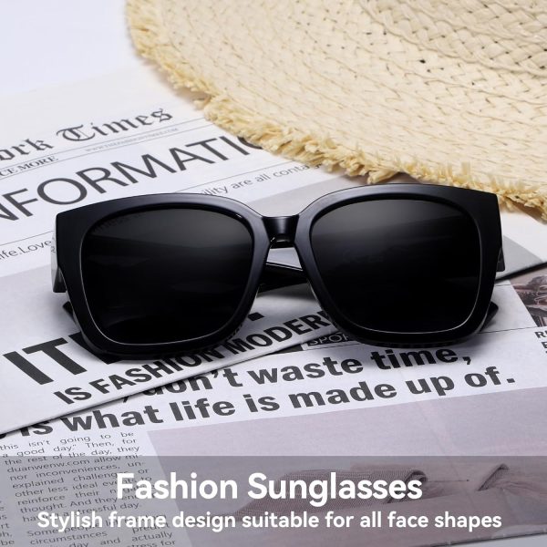 Polarized Fit Over Glasses Sunglasses for Women Trendy Square Wrap Around Shades UV Protection Driving Riding - Image 6